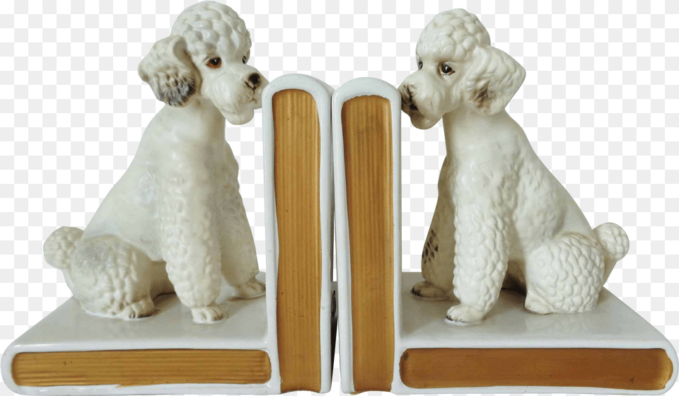 Pair Of Vintage Lefton Pottery French Poodle Bookends Toy Poodle, Figurine, Mammal, Animal, Bear Free Png