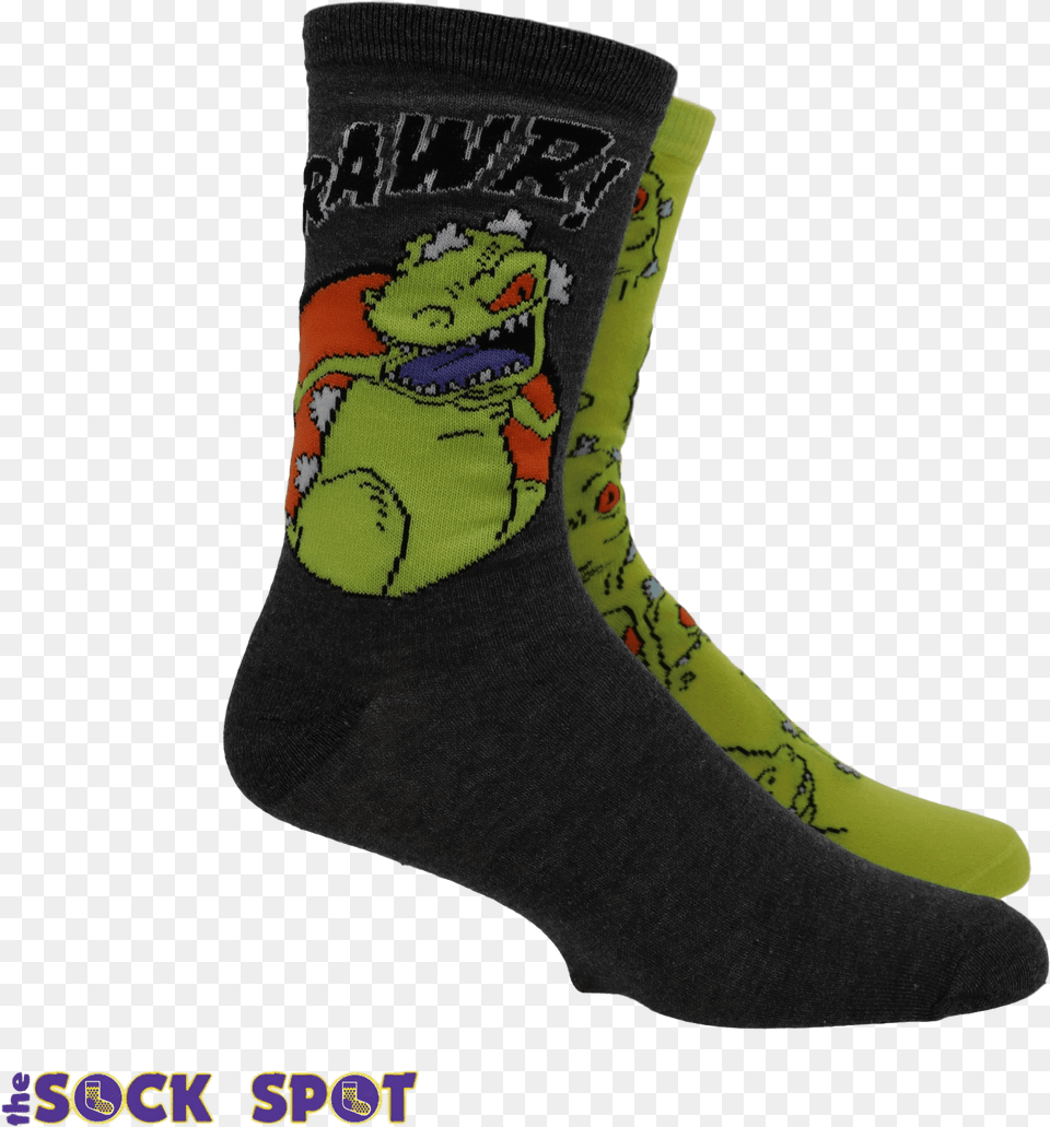 Pair Pack Nickelodeon Rugrats Reptar Socks Sock, Clothing, Hosiery Png Image