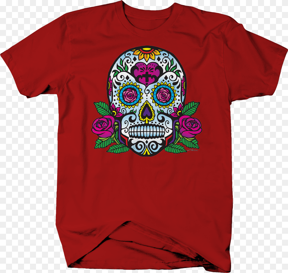 Paisley Day Of The Dead Skull Pink Rose Flowers Culture Employee Of The Month T Shirt, Clothing, T-shirt Free Transparent Png