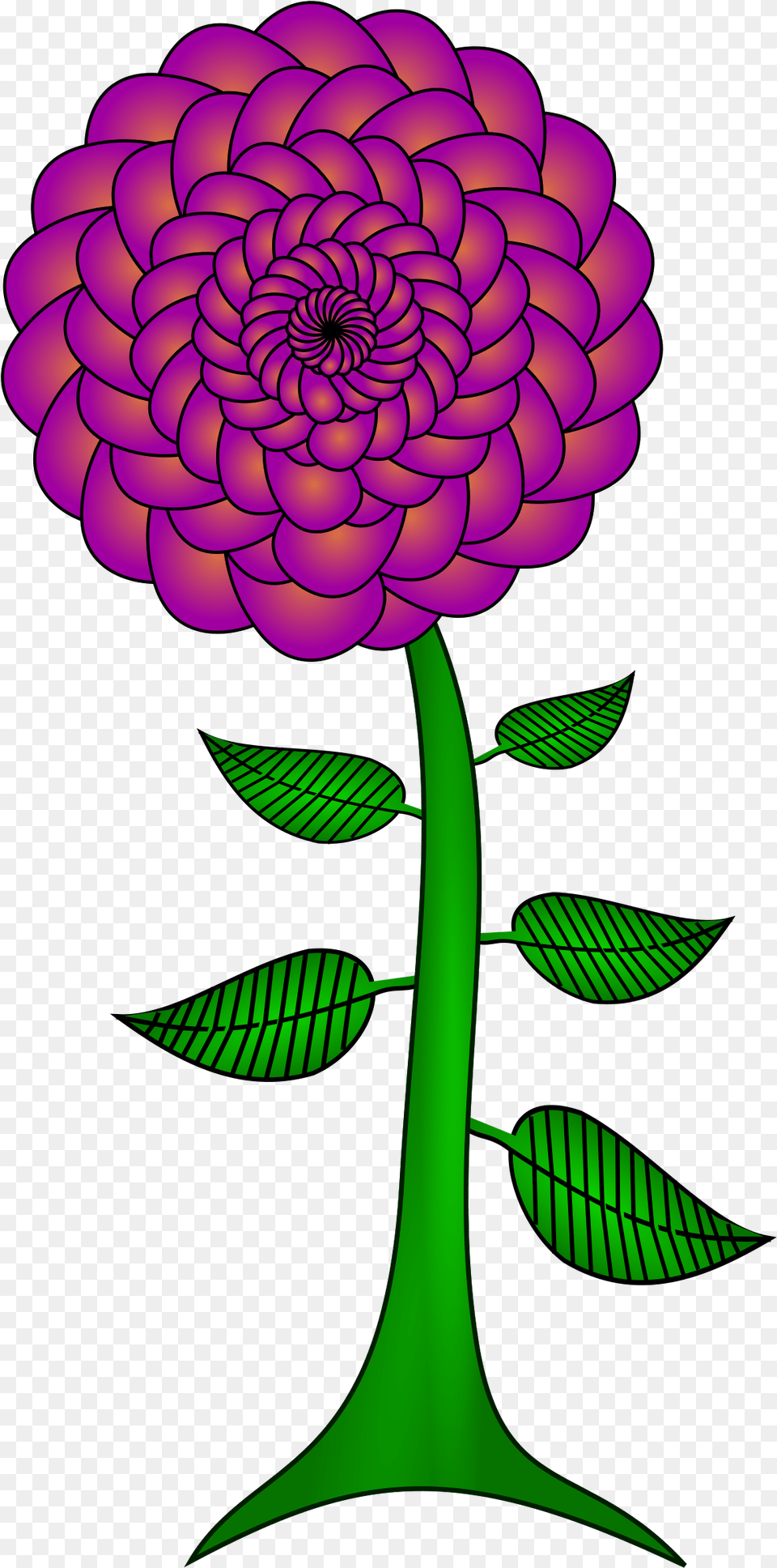 Paisley Flower Clip Arts Big Flower With Stem Clipart, Dahlia, Plant Free Png