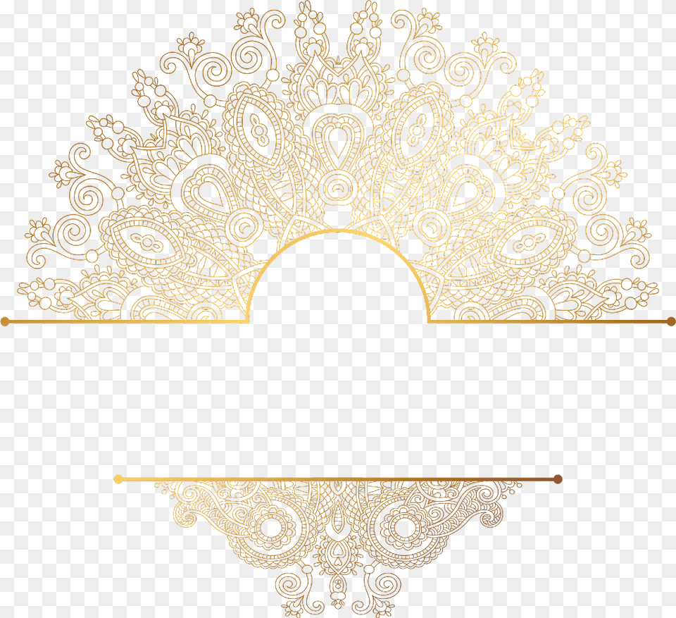 Paisley Gold Mandala Divider Header Textline Mandala Gold, Accessories, Jewelry, Pattern, Lace Free Transparent Png