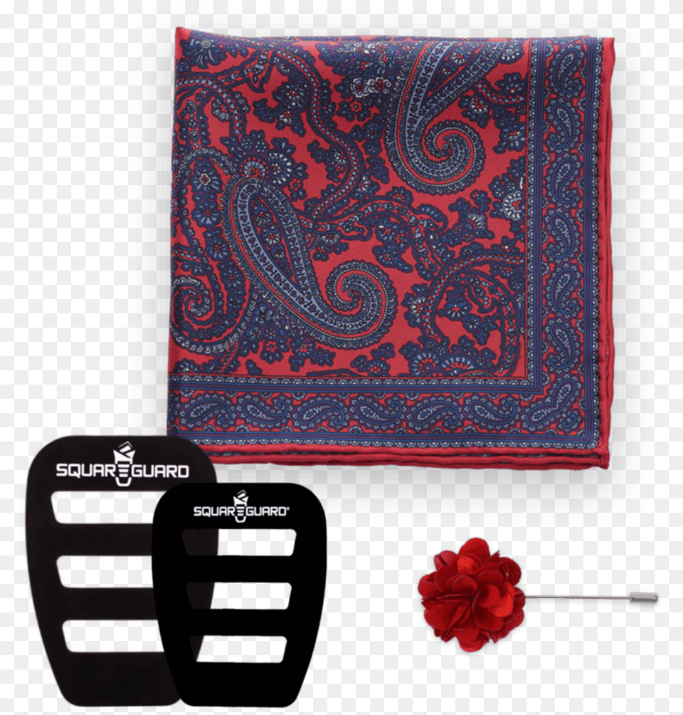 Paisley Red Square And Red Lapel Pin 1 Amp 1 Set Paisley, Pattern, Home Decor, Cushion, Flower Free Png