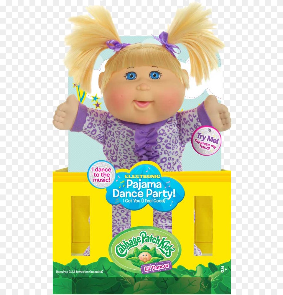 Pajama Dance Party Cabbage Patch Doll Cabbage Patch Kid Blonde Hair Blue Eyes, Toy, Baby, Person, Face Png