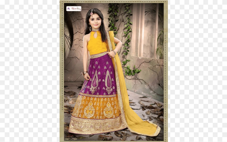 Pakistani Lehenga Purple And Orange, Clothing, Dress, Silk, Formal Wear Png