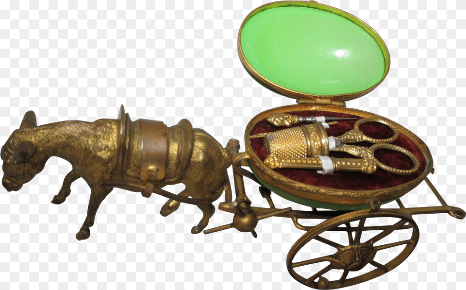 Palais Royal Etui Brass Donkey Pulling Green Opaline, Bronze, Machine, Wheel, Lighting Free Png