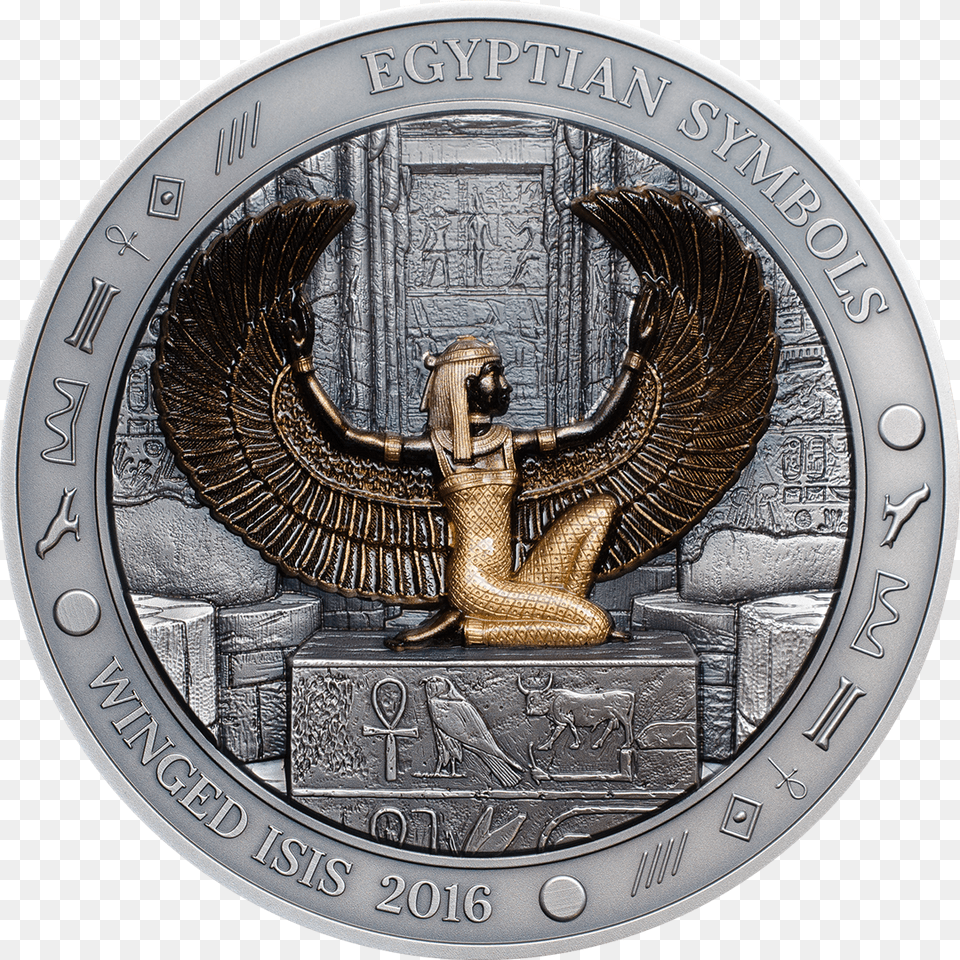 Palau 2016 20 Dollars Egyptian Symbols Winged Dioses Egipcios En Monedas, Emblem, Symbol, Person, Money Free Png