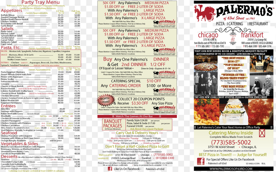 Palermos Of 63rd Chicago Pizza And Italian Restaurant Palermos Pizza Menu, Text, Person Png Image