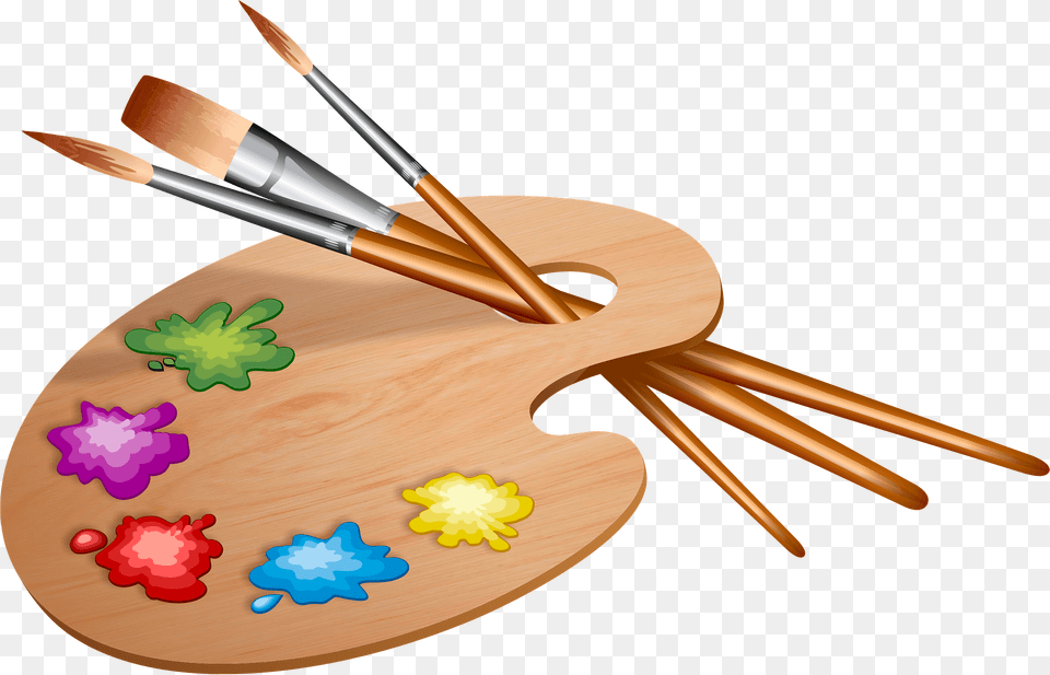 Palette And Paintbrushes Clipart, Brush, Device, Paint Container, Tool Free Png
