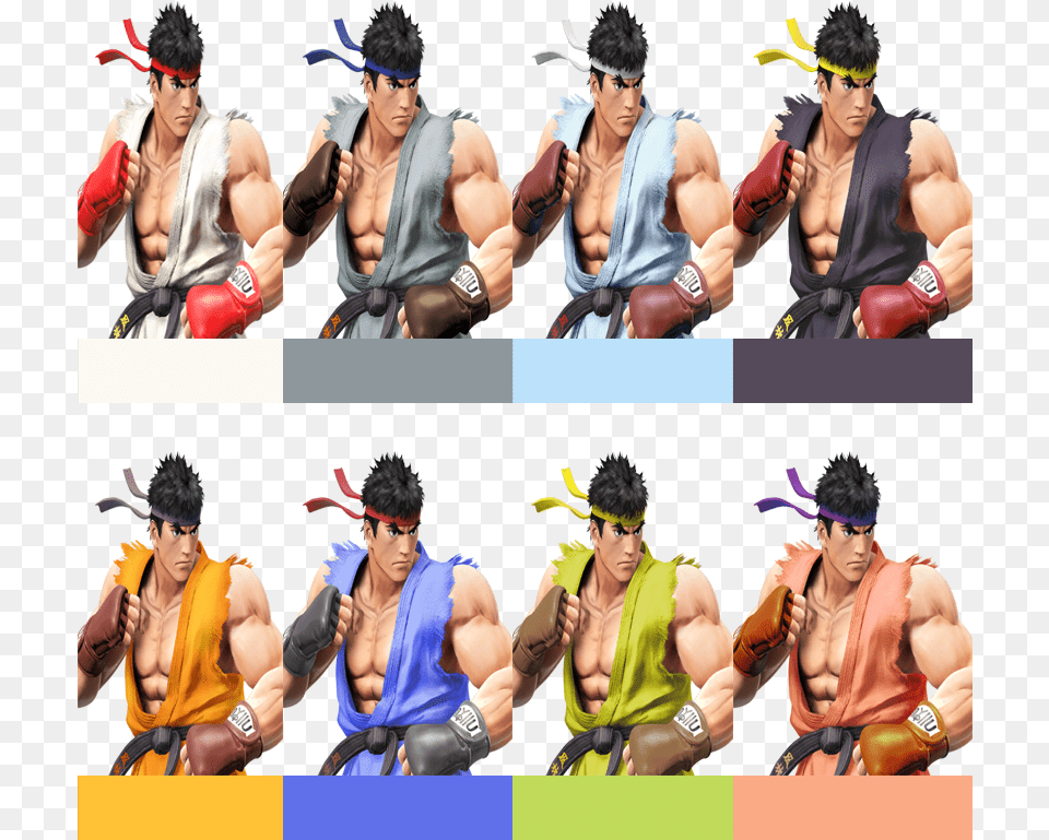 Palette Swaps And Alternate Costume Wpalette Swap Ryu Smash 4 Costumes, Adult, Male, Man, Person Free Png