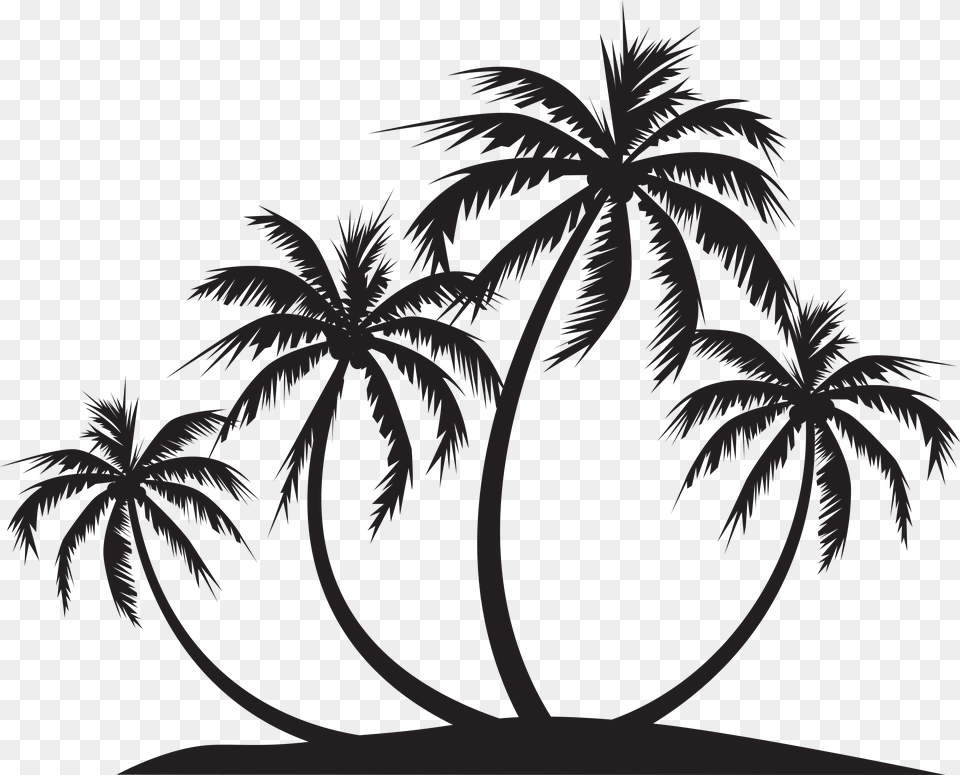 Palm Island Silhouette Clip Art, Palm Tree, Plant, Tree, Outdoors Png Image