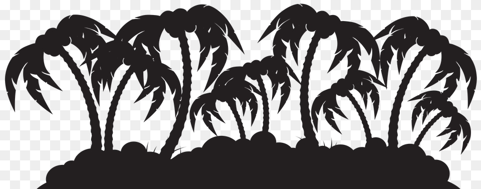 Palm Island Silhouette Clip Art, Gray Free Png Download