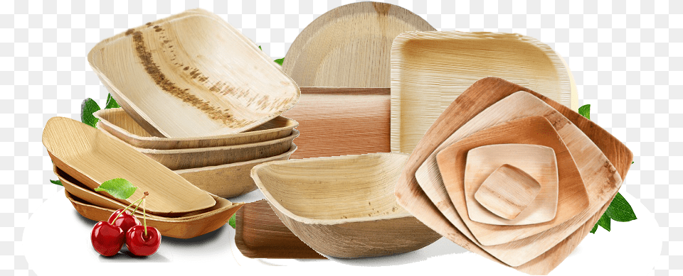 Palm Leaf Plates Set, Bowl, Soup Bowl, Wood, Food Png