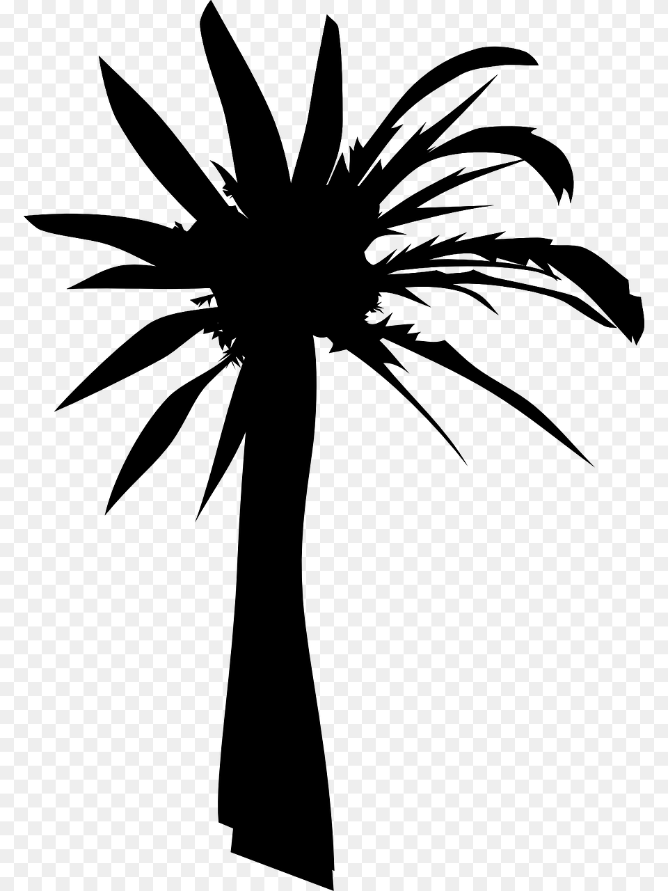 Palm Oil Tree Silhouette, Gray Png