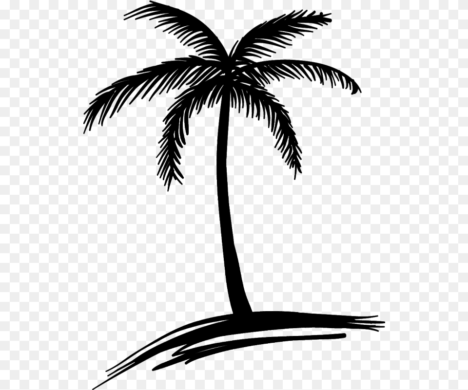 Palm Stickers Tree Sticker Beach Adhesives Adhesive Small Palm Tree Drawing, Palm Tree, Plant, Silhouette, Art Free Png Download