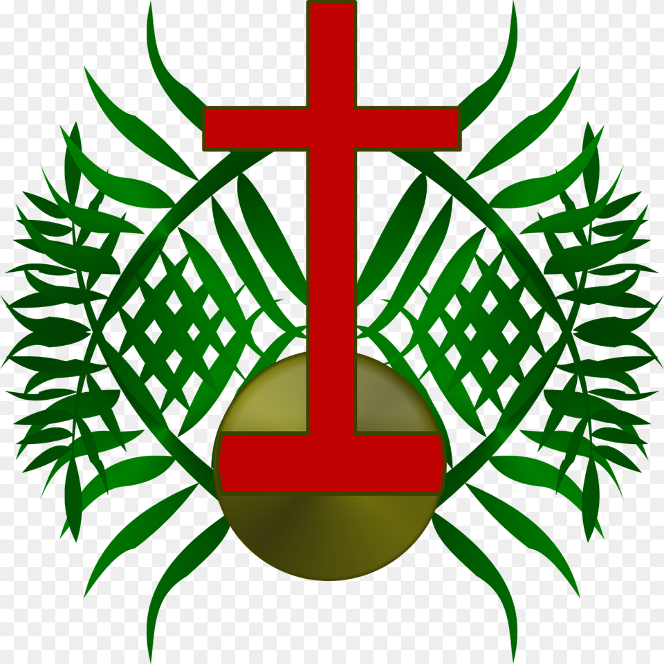Palm Sunday Logo Cross Church Christ Christian Palm Sunday, Symbol, Green, Emblem Free Png