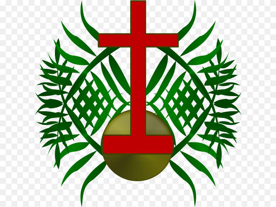 Palm Sunday Logo Vector Graphic On Pixabay Religion, Cross, Symbol, Green Free Png