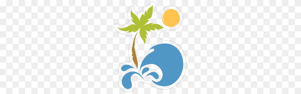 Palm Tree Beach Sticker, Art, Floral Design, Graphics, Pattern Png Image