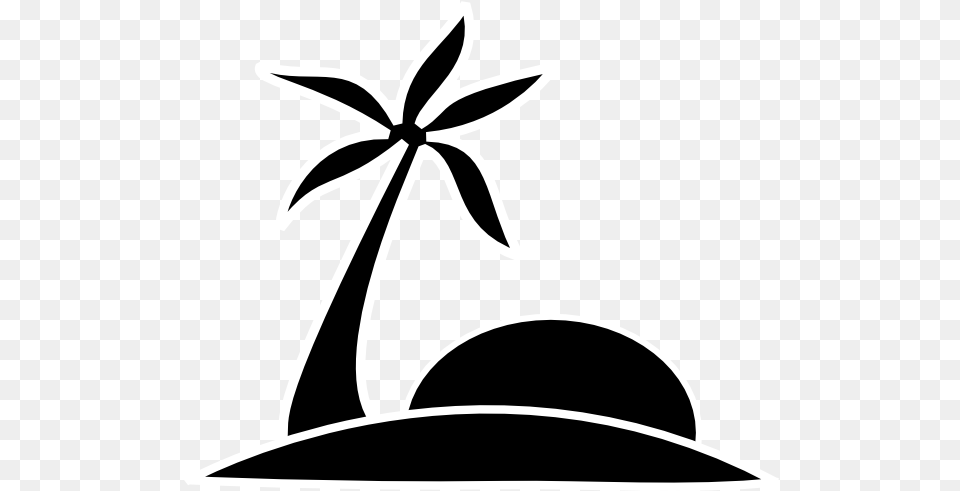 Palm Tree Beach Wsun Clip Art Vector Clip Beach Clipart Black And White, Clothing, Hat, Stencil, Animal Free Png Download