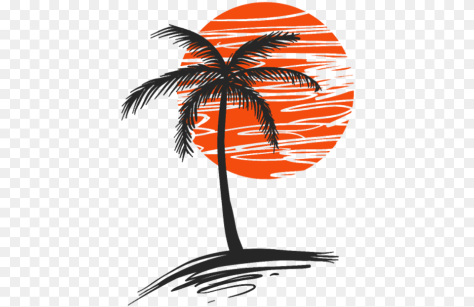 Palm Tree Beer Label Palm Tree Sun Silhouette, Nature, Outdoors, Palm Tree, Plant Free Png Download
