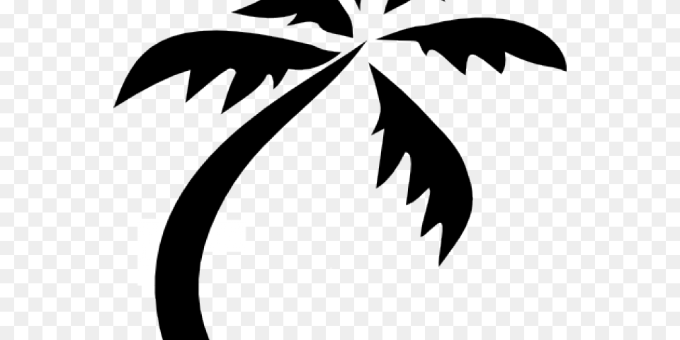 Palm Tree Clipart Black And White Silhouette Coconut Tree, Leaf, Plant, Stencil, Bow Png Image