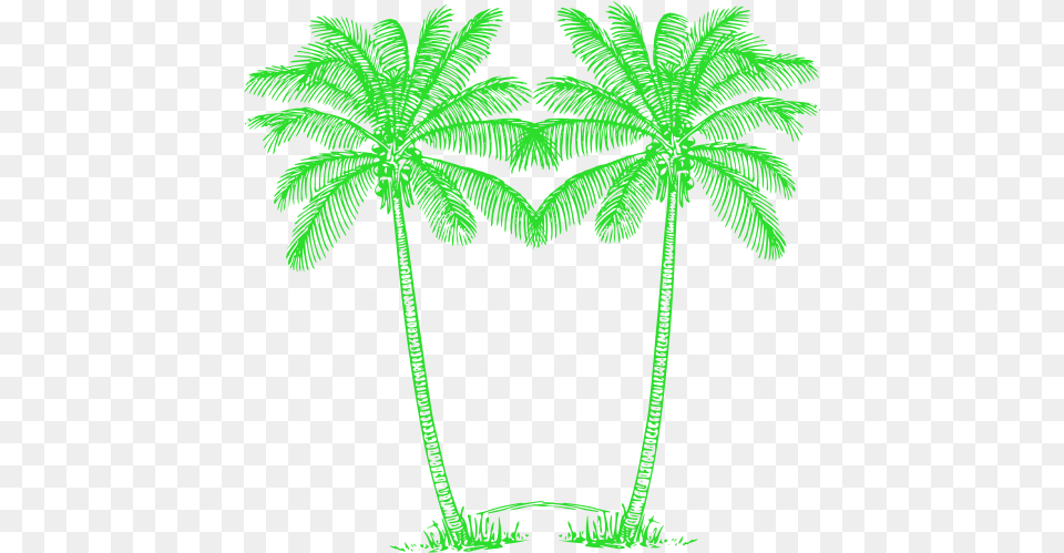 Palm Tree Clipart Double Green Palm Tree, Vegetation, Plant, Palm Tree, Rainforest Free Png Download
