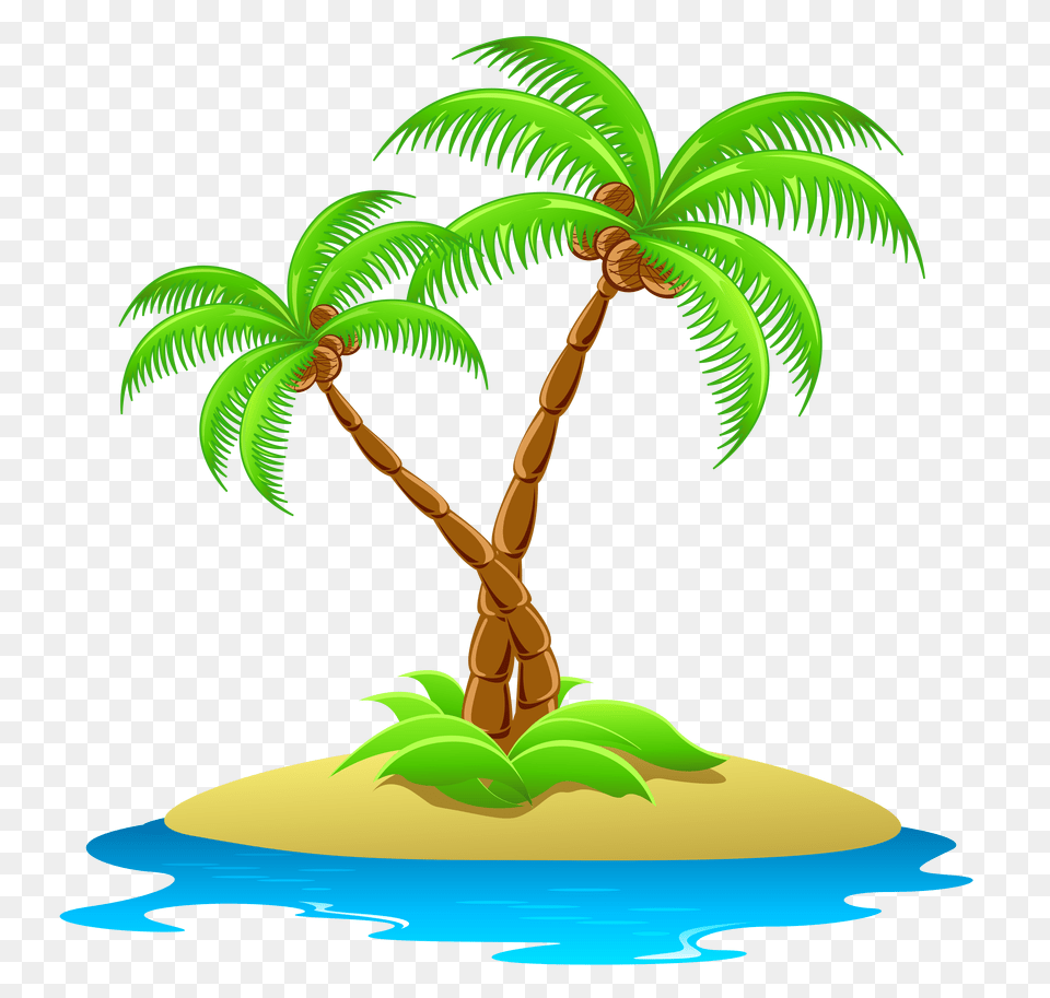 Palm Tree Clipart Image Palm Tree Island Clip Art, Green, Land, Nature, Outdoors Png