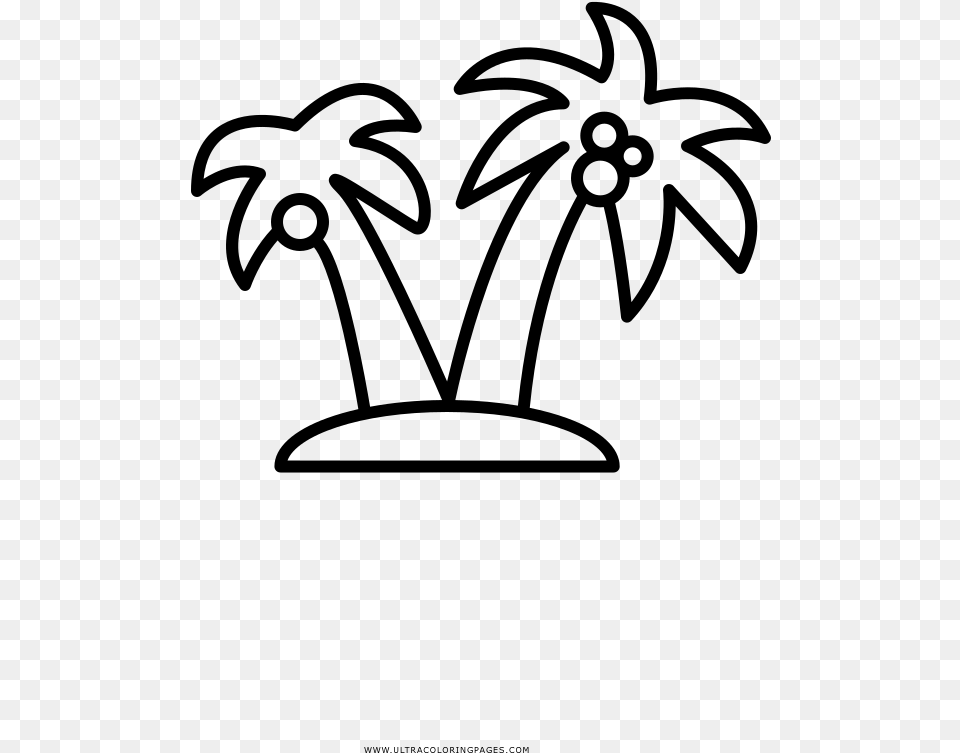 Palm Tree Coloring Page, Gray Free Transparent Png