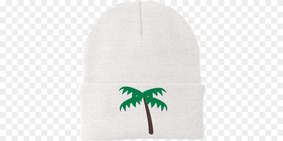 Palm Tree Emoji Cp90 Port Authority Knit Cap Palm Tree Emoji Stc10 Sport Tek Dry Zone Nylon Cap, Beanie, Clothing, Hat, Plant Free Png Download