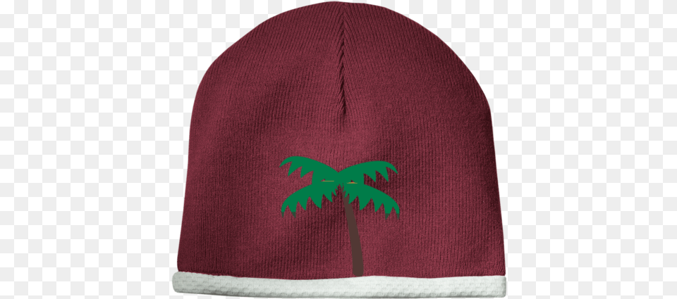 Palm Tree Emoji Stc15 Sport Tek Performance Knit Cap Beanie, Clothing, Hat, Maroon Free Transparent Png