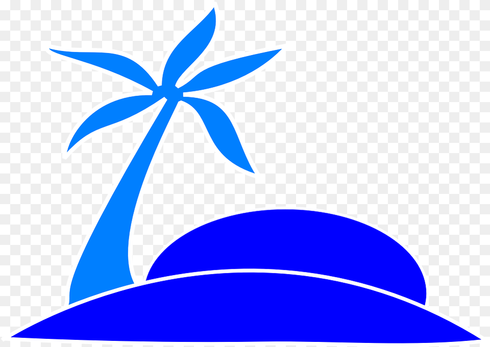 Palm Tree Fronds Island Vector Graphic On Pixabay Palm Beach Blue Clipart Transparent, Clothing, Hat, Animal, Fish Free Png