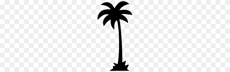 Palm Tree In Grass Sticker, Palm Tree, Plant, Stencil, Silhouette Free Png Download