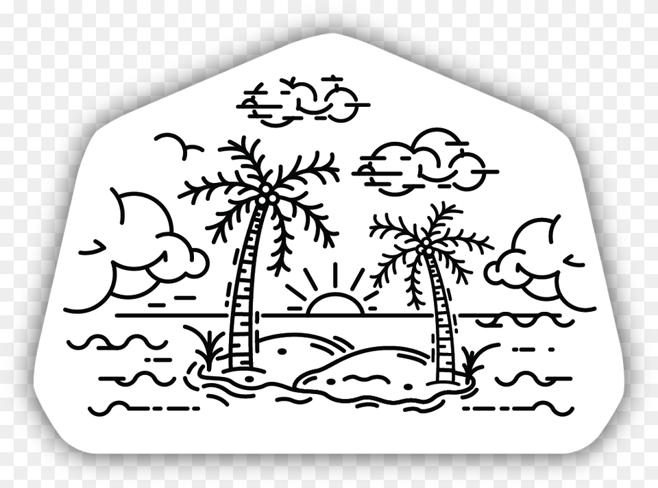 Palm Tree Island Sticker Illustration, Nature, Outdoors, Home Decor, Stencil Png