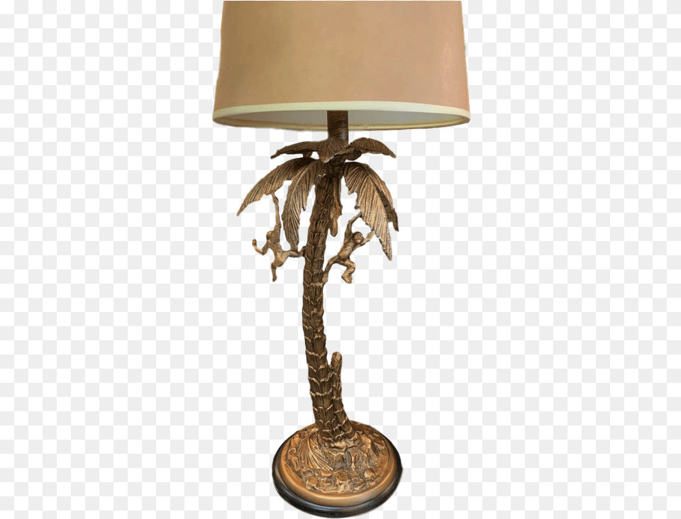 Palm Tree Lamp With Monkeys, Table Lamp, Lampshade, Animal, Bird Png