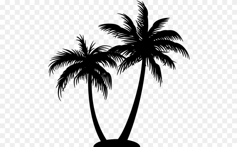 Palm Tree Logo On Black And White Coconut Tree Silhouette, Gray Free Png Download