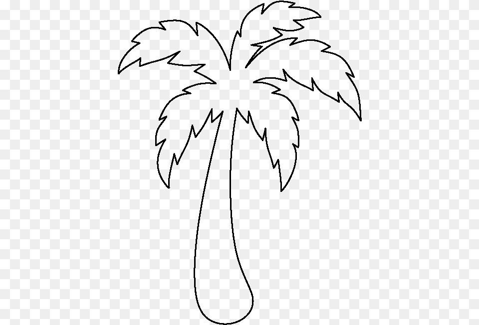 Palm Tree Outline Easy Simple Palm Tree Drawing, Gray Free Png Download