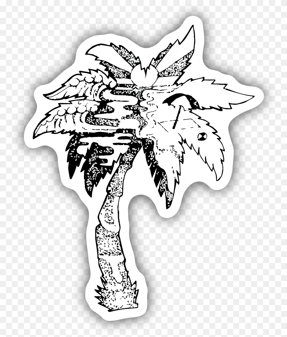 Palm Tree Scene Sticker Line Art, Drawing, Stencil, Person Free Png Download