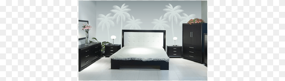 Palm Tree Silhouettes Paint By Number Wall Mural Mural, Furniture, Bed, Indoors, Interior Design Png Image