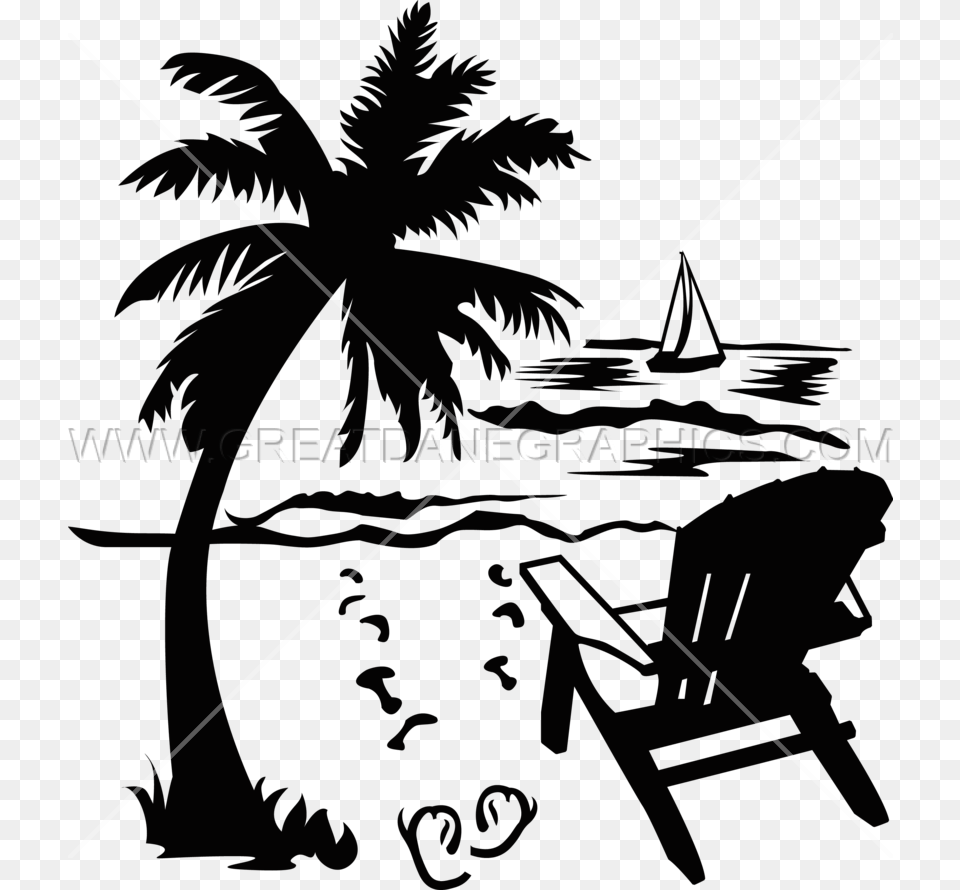 Palm Tree Water Clipart Black And White Palm Tree Palm Tree Beach Clipart, Boat, Vehicle, Palm Tree, Plant Free Transparent Png