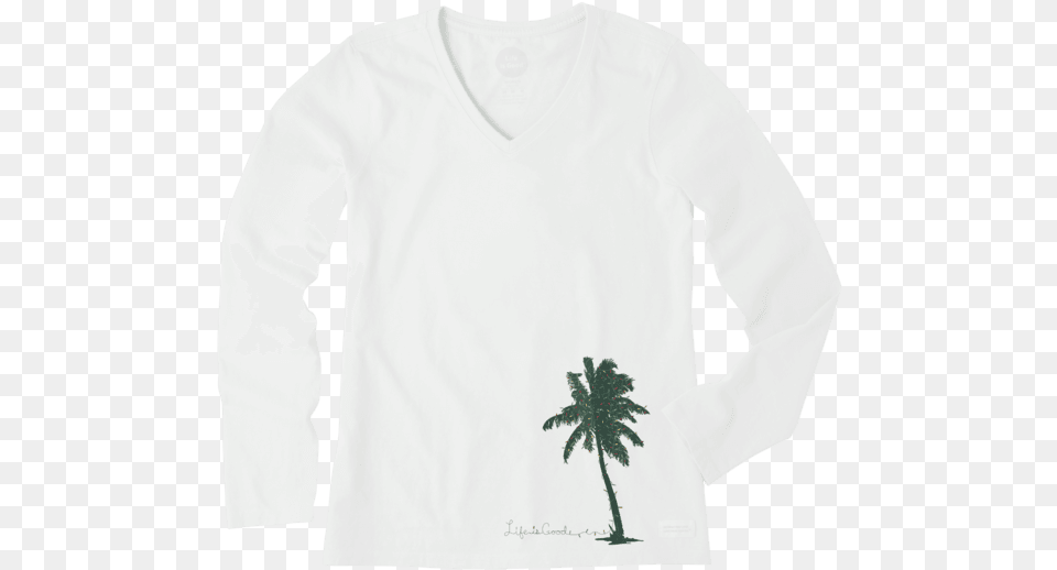 Palm Tree With Lights Long Sleeve Crusher Vee Long Sleeved T Shirt, Clothing, Long Sleeve, T-shirt, Palm Tree Free Png