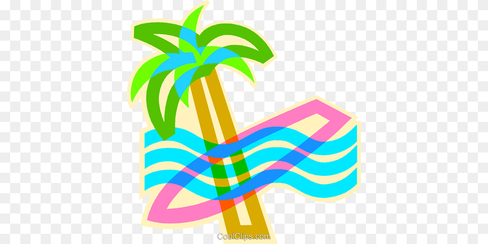 Palm Tree With Surfboard Royalty Free Vector Clip Art Illustration, Graphics, Plant, Summer, Dynamite Png
