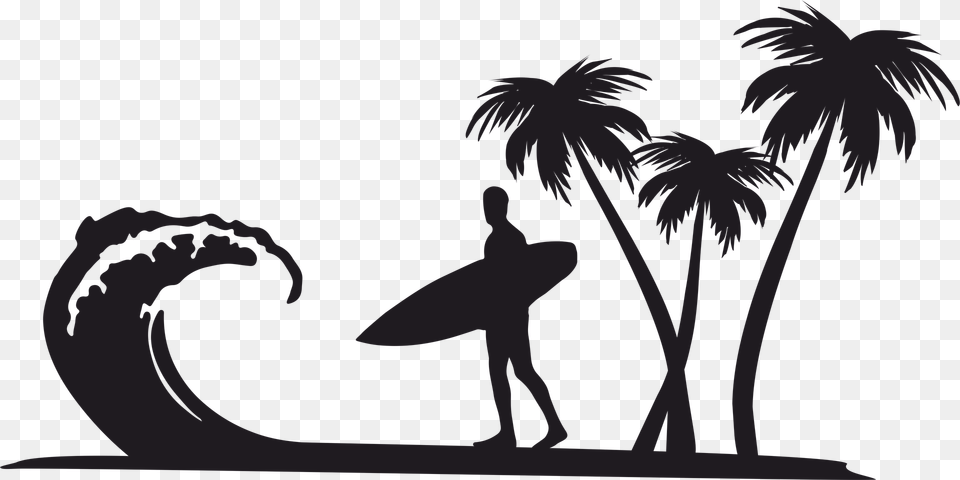 Palm Trees Clip Art Surfer Silhouette, Dancing, Leisure Activities, Person, Outdoors Free Png Download