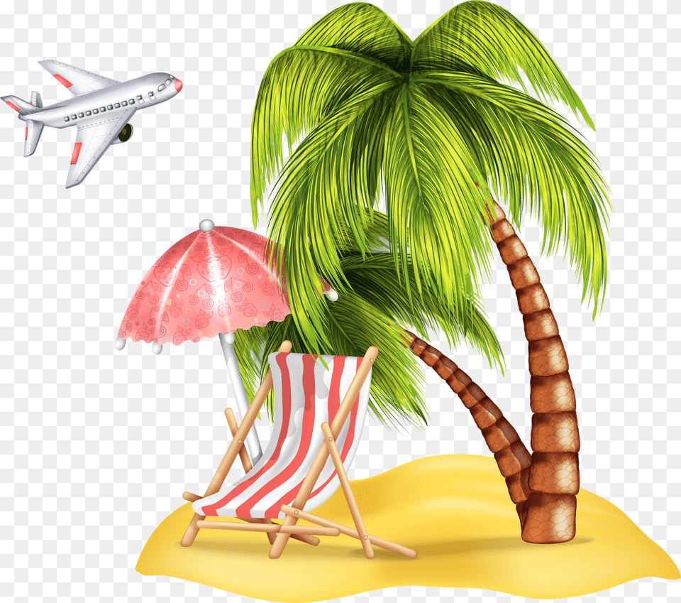 Palm Trees Clipart Palm Tree Clipart Airplane Transparent Background Coconut Tree Clipart, Stencil, Logo, Accessories Free Png Download