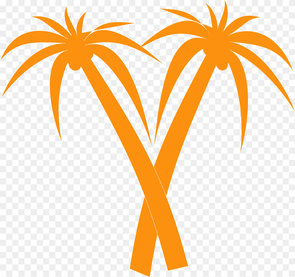 Palm Trees Orange Tropical Vector Graphic On Pixabay V Shaped Palm Tree, Palm Tree, Plant, Animal, Bird Free Png Download