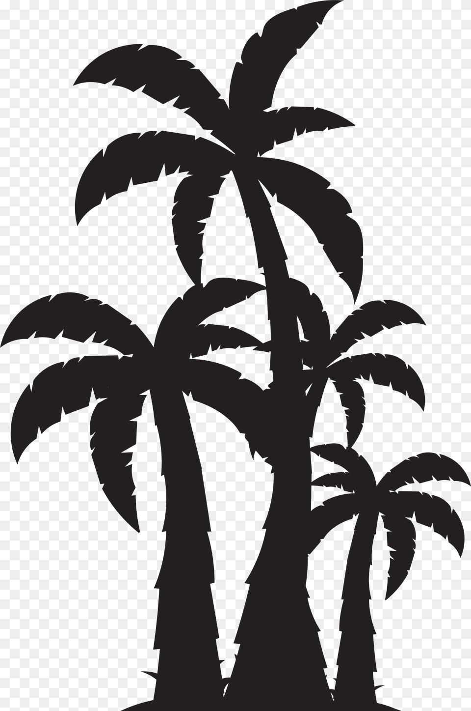 Palm Trees Silhouette At Getdrawings, Leaf, Plant, Stencil, Animal Png Image