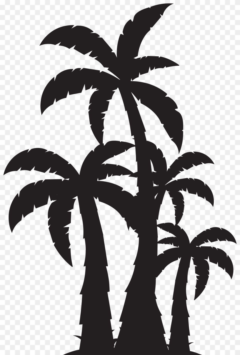 Palm Trees Silhouette Clip Art, Gray Png Image