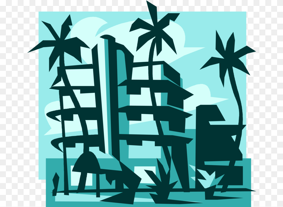 Palm Trees Vector Example Of Traditional Wisdom Resort Clipart Black And White, Art, Graphics, Modern Art, Painting Png Image