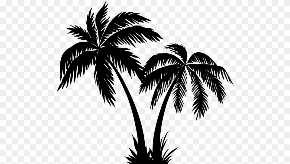 Palms Silhouette Clip Art Coconut Tree Clipart Black And White, Gray Png Image