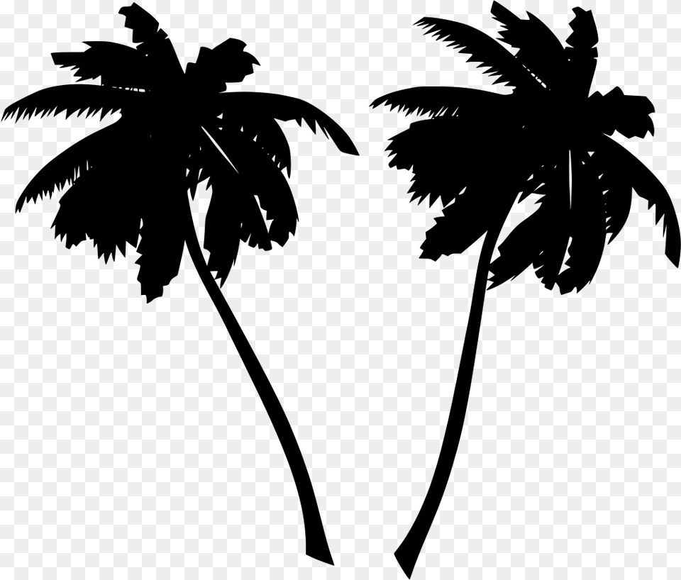 Palms Trees Black Silhouettes Palm Tree Vector, Gray Free Png