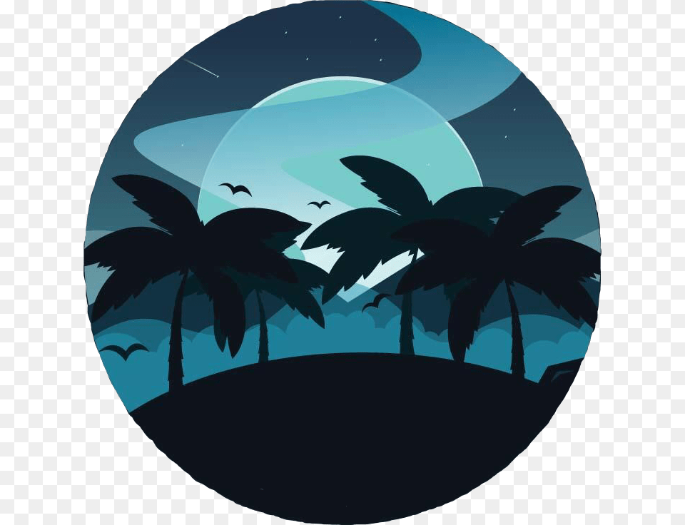 Palmtrees Nightsky Fullmoon Silhouette Island Silhouette, Nature, Night, Outdoors, Photography Png Image