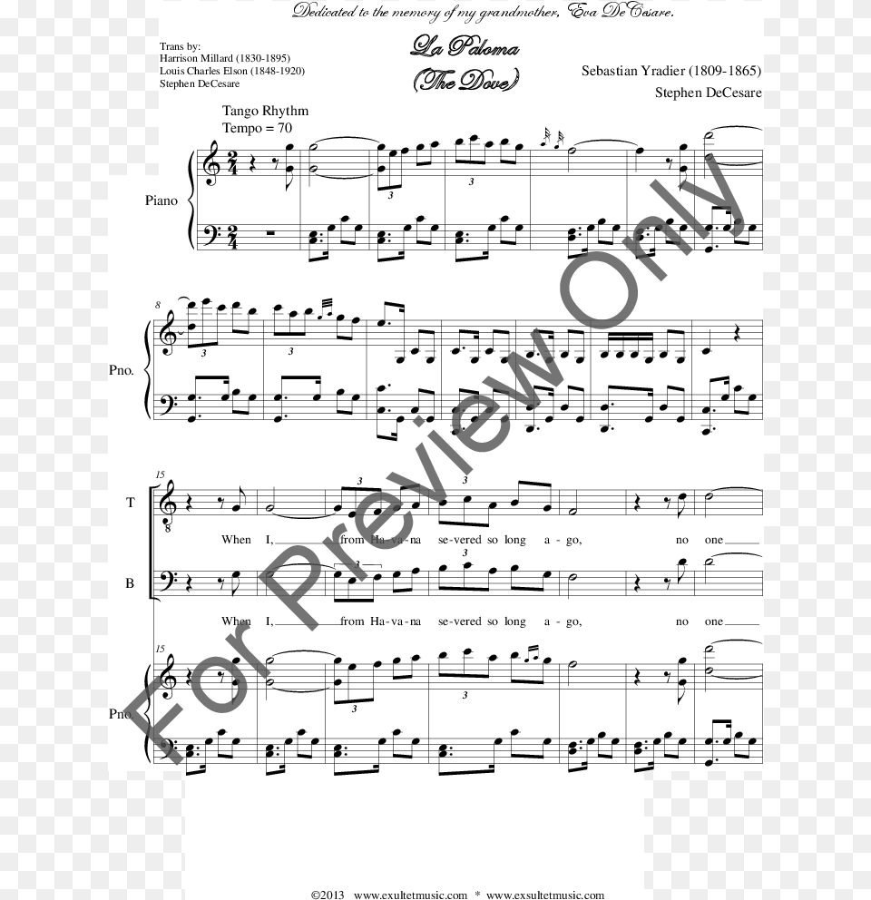 Paloma Blanca, Sheet Music Free Png